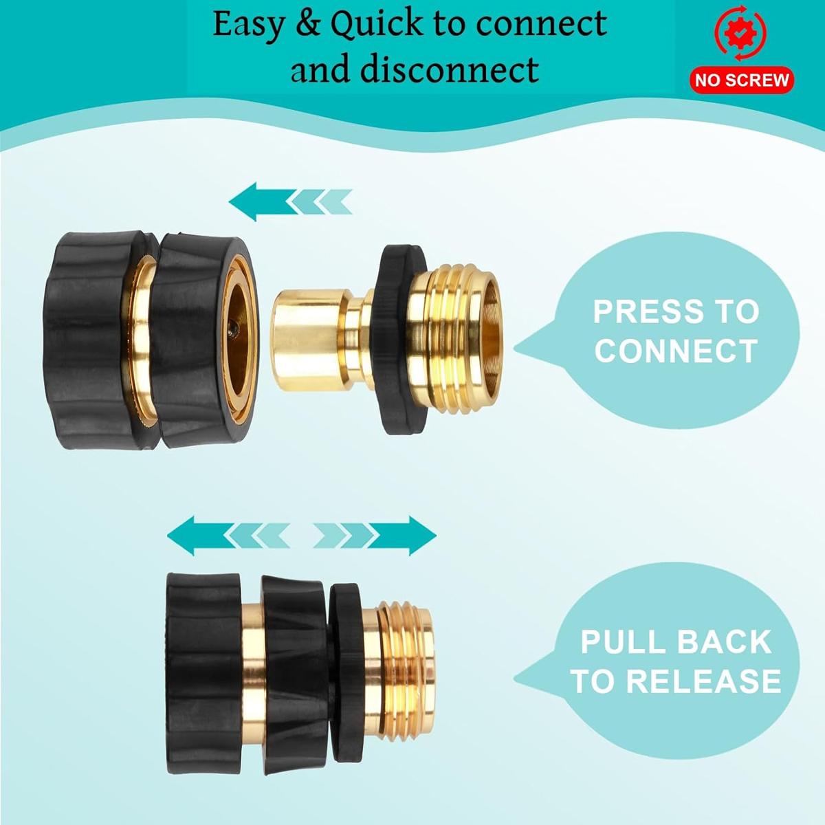 Garden Hose Quick Connector, 3/4 Inch Male and Female Garden Hose Fitting Quick Connector,4/6 Set