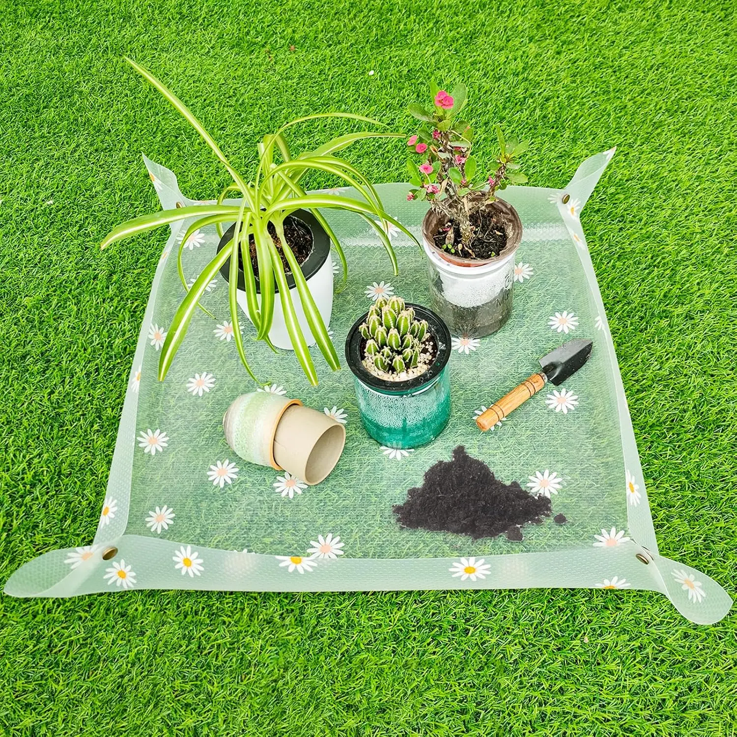 Repotting Mat for Indoor   Clear Potting Mat Foldable Gardening  Potting Repotting Tray to Control Potting Soil Indoor  Garden Accessories Gifts for  Lovers 23.6"