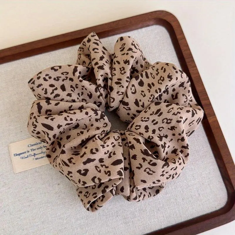 Leopard Print Hair Accessories Combo - Large Bow Hair Tie, Low Ponytail Rope, Stylish Headband Set for Girls in Early Autumn