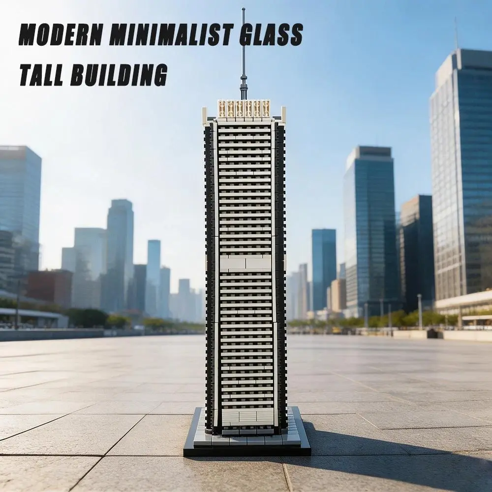 Hancock Tower Model Building Blocks Bricks City Landmark Window Skyscraper Building Architectural Creative Assembly Desktop Ornament Collect Toy Adult Collectible Desktop Display Gifts