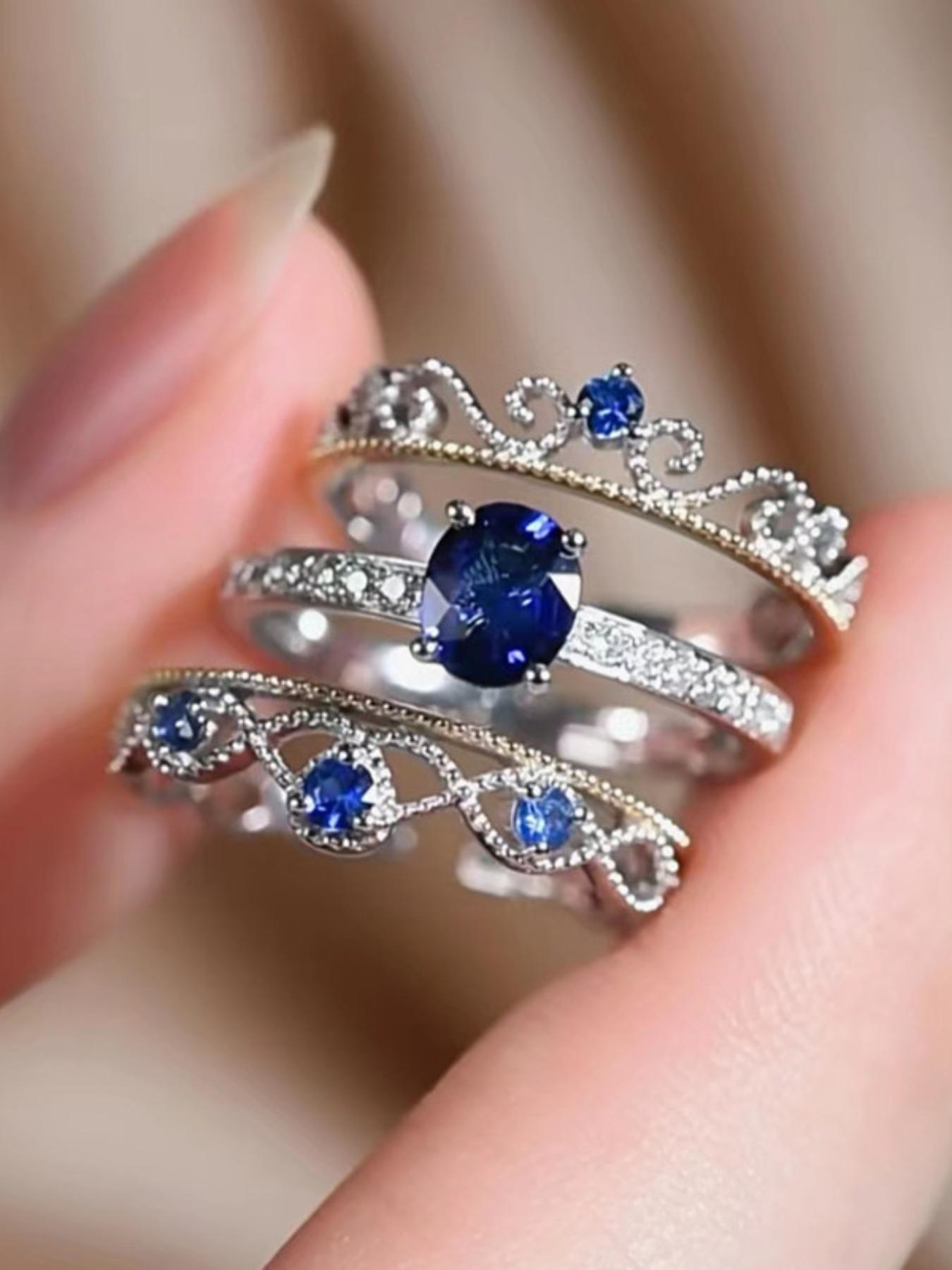 Elegant Rhinestone Decor Wedding Promise Rings for Women (3pcs/set), Fashion Engagement Rings for Party, Daily Decor, Trendy All-match & Exquisite Jewellery As Birthday Gift, Statement Rings