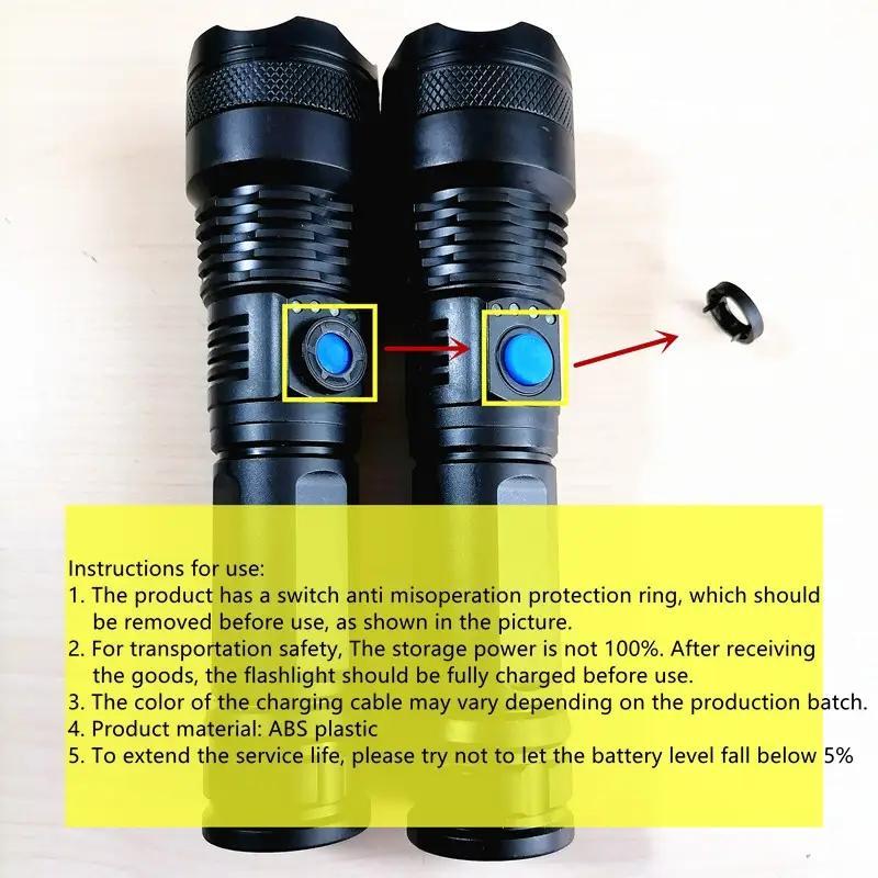 Portable Outdoor Camping Flashlight, Summer Gifts, 1 Count USB Rechargeable Flashlight, Waterproof Flashlight For Outdoor Camping Hiking, Christmas Gift
