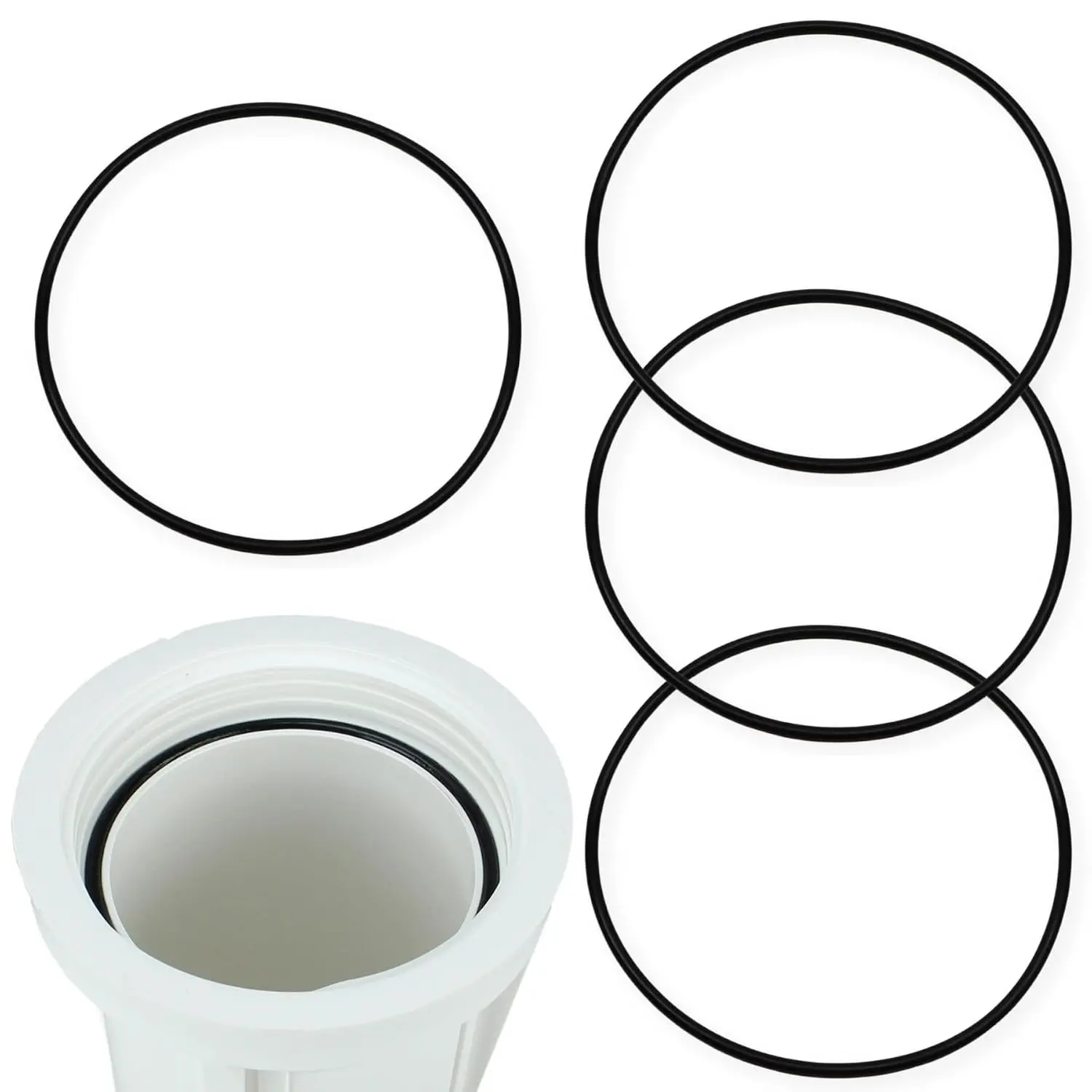 3.5" Dia. APEC Reverse Osmosis (RO) Water Filter Housings, 4-Pack Version A Set with Rubber Seal, Long-Lasting Household Kitchen Water Filter Components, Molded
