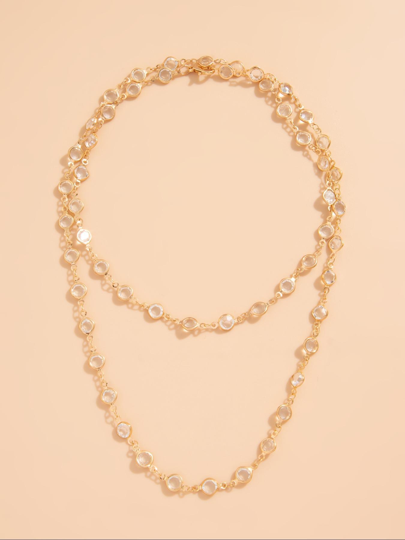 Women's Elegant Artificial Crystal Beaded Decor Chain Necklace, Fashion Jewelry for Party, Daily Clothing Decor, Trendy All-match & Exquisite Jewelry for Gift, Statement Necklace