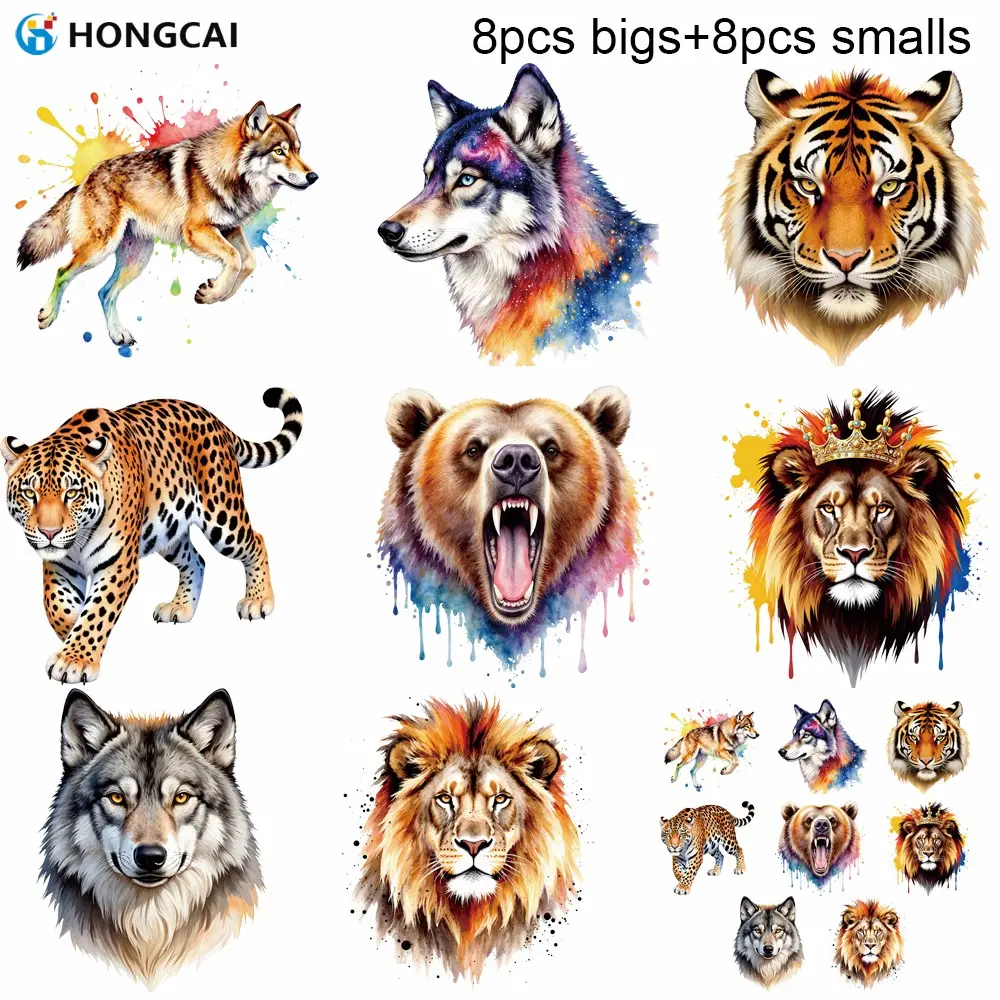 Trendy Wolf Tiger Lion Heat Transfer Stickers, DIY Print Stickers for Fashion Clothes Backpacks, Hot Selling Cross-Border Item, DIY Products