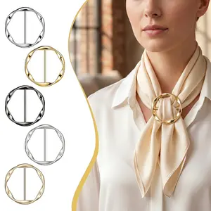 5 pcs Set Multifunctional Metal Scarf & T-Shirt Clips |   Easy Knot and Waist Cinching Accessories, Suitable for Clothing No-Sew Fixing, Corner Knots, Mixed Color Alloy -YY0