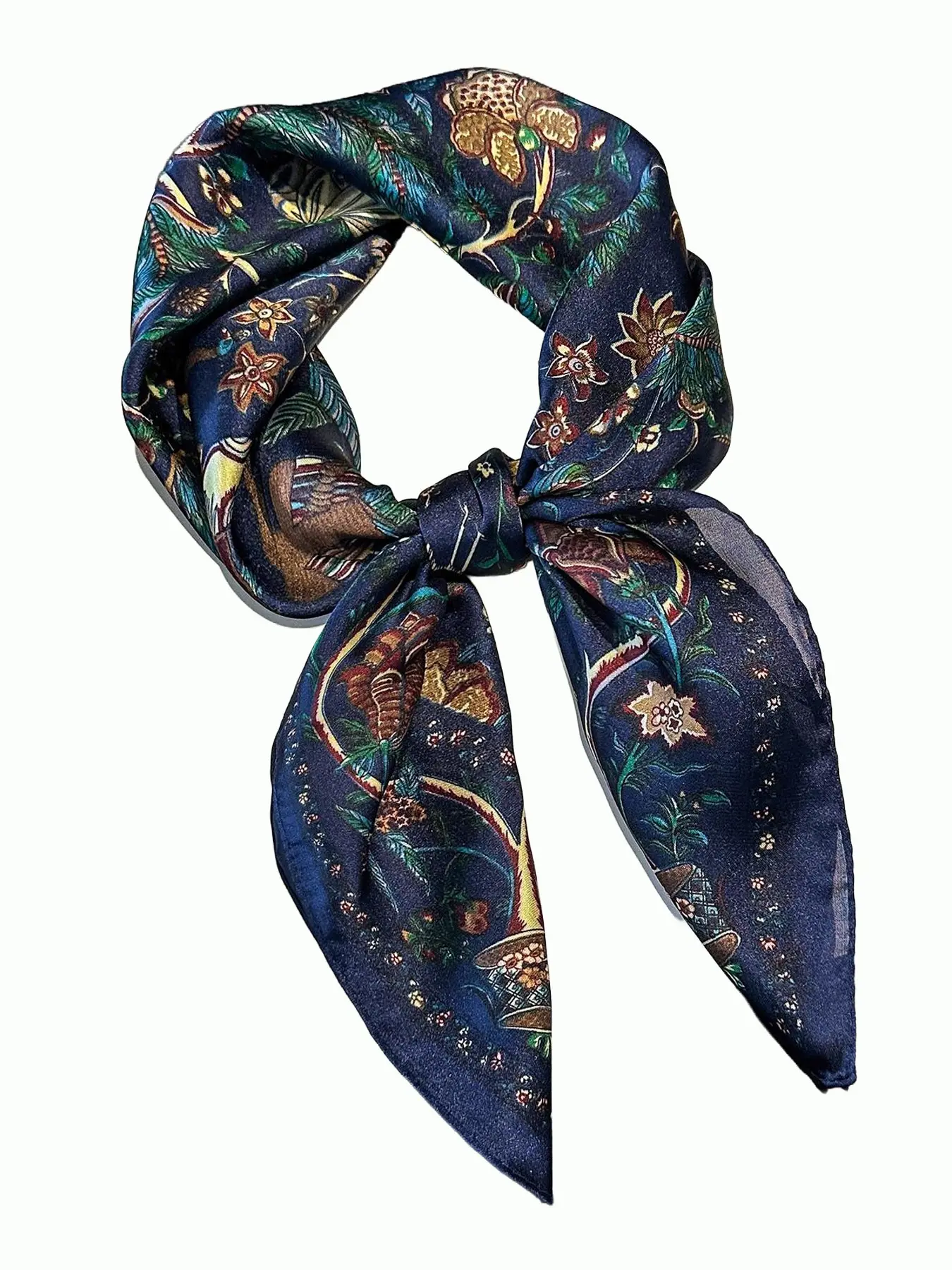 1pc Paisley Print Faux Silk 27inch Square Scarf, Versatile Bandana For Men, Sunscreen Headwrap Neckerchief, Floral Print Scarf, Headscarf