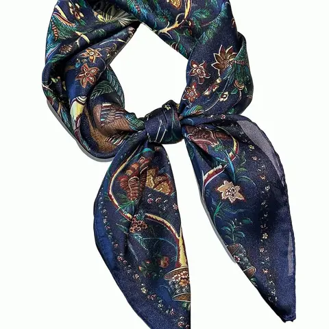 1pc Paisley Print Faux Silk 27inch Square Scarf, Versatile Bandana For Men, Sunscreen Headwrap Neckerchief, Floral Print Scarf, Headscarf