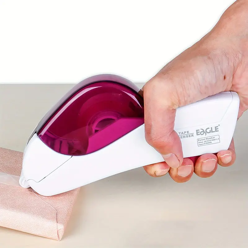 1pc Portable Handheld Auto Tape Dispenser Battery Free One Hand Operation Safe Hidden Blade Pre-Cut Tape Cutter For Gift Wrapping Packaging Office School Craft