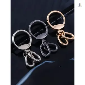 2 Pcs Durable Metal Lobster Claw Swivel Clasps with Key Rings, Trigger Snap Hooks for Keychain Making, Jewelry DIY Crafts, Lanyard Dog Collar Backpack Purse Buckle Replacement