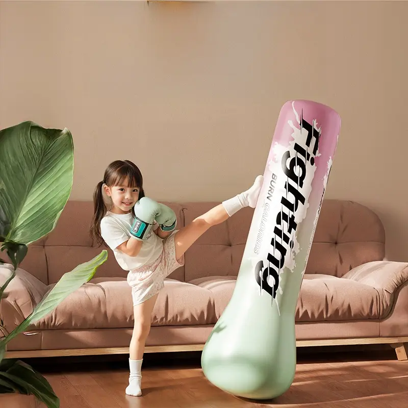 PVC Vibrant Inflatable Punching Column Boxing Bag - Adjustable Height for Kids Martial Arts, Home Gym Training, Boxing/Karate