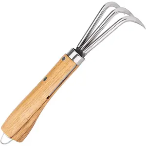 NJP957 Nekaki Sanbondume Handheld Triple Claw Cultivator,  Stainless Steel Tine Length 1.5-Inch, 5.5-Inch Polished  Handle