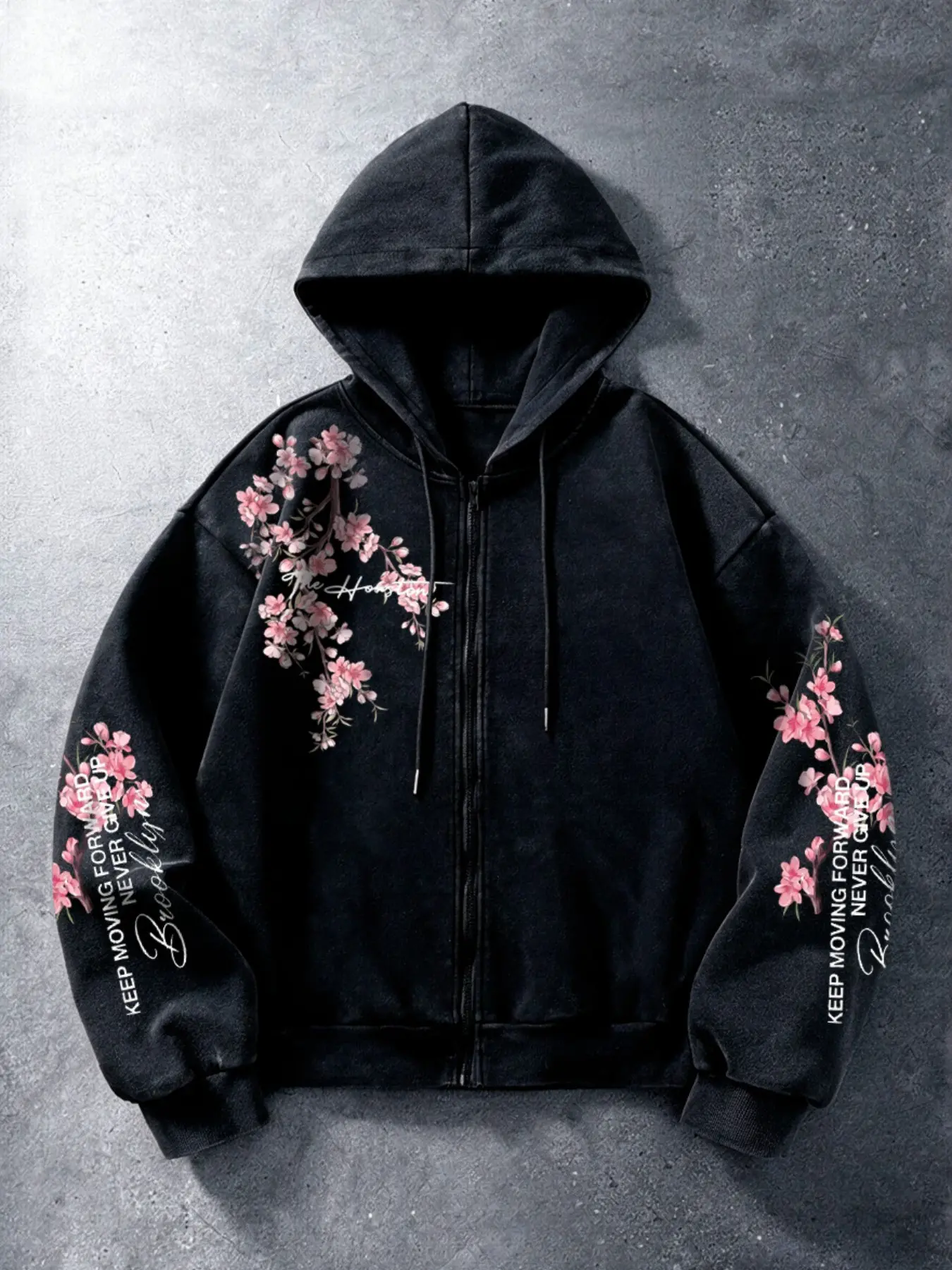 Unisex Japanese Street Style Sweatshirt Hoodie, Cherry Blossom Print, Loose Fit, Long Sleeve, Fall Winter Casual Outerwear