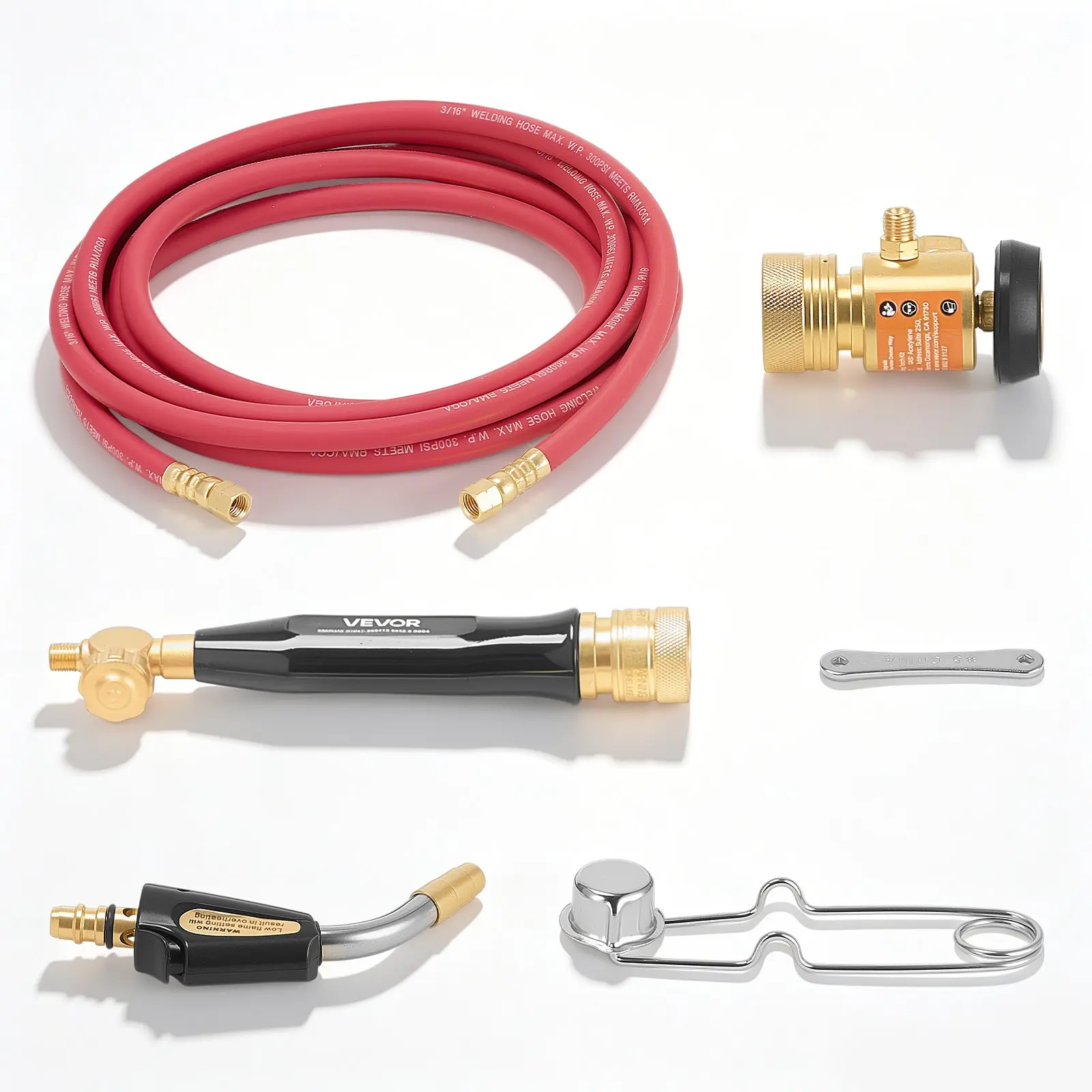 VEVOR Air Acetylene Torch Kit, Acetylene Gas Welding Tool with 11.8FT Rubber Hose, PL-8A Self-Lighting Welding Tip & CGA200 Regulator, Swirl Frame Brazing Torch Kit for Home Industrial Metalworking