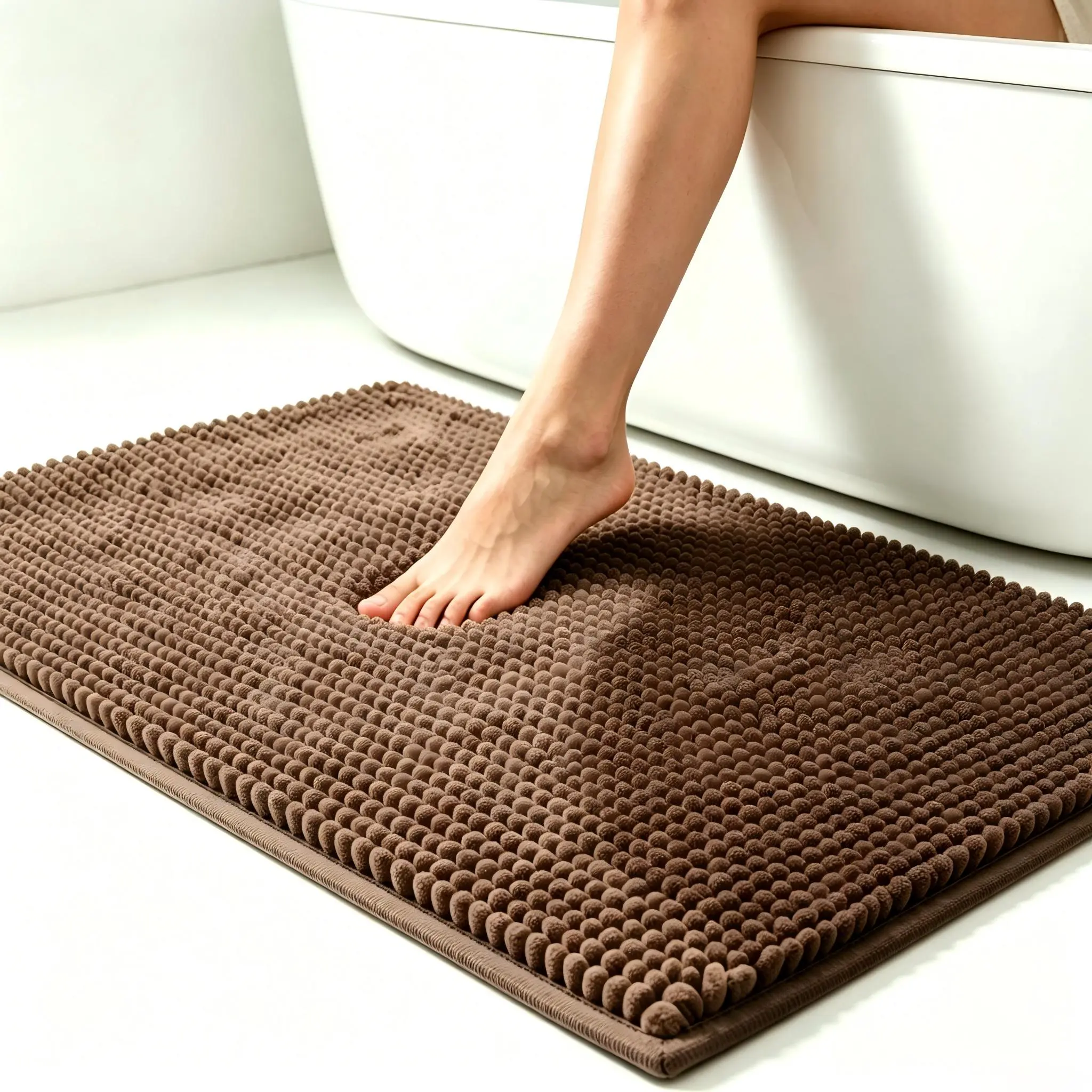 Durable Chenille Door Mat, 23.6*35.4in, Non-Slip TPE Backing Machine Washable Rug, Absorbent Waterproof Anti-Slip Mold-Resistant Bath Mat for Entryway Indoor Use, Water Resistant, Stain Resistant