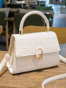 2026 New Crocodile Texture Small Square Bag, Solid Color Large Capacity Flip Design, Magnetic Closure Crossbody Bag, Versatile for Parties/travel/shopping, Commute Bag