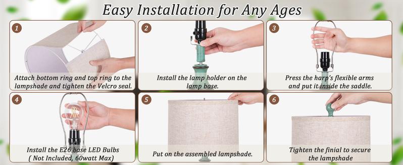 Farmhouse Living Room Table Lamps Set of 2, Green Rustic Vintage Table Lamps for Bedroom Nightstand, Antique Bedside Desk Lamps with Linen Shade, 22’’ Traditional Resin Lamp Sets for End Table