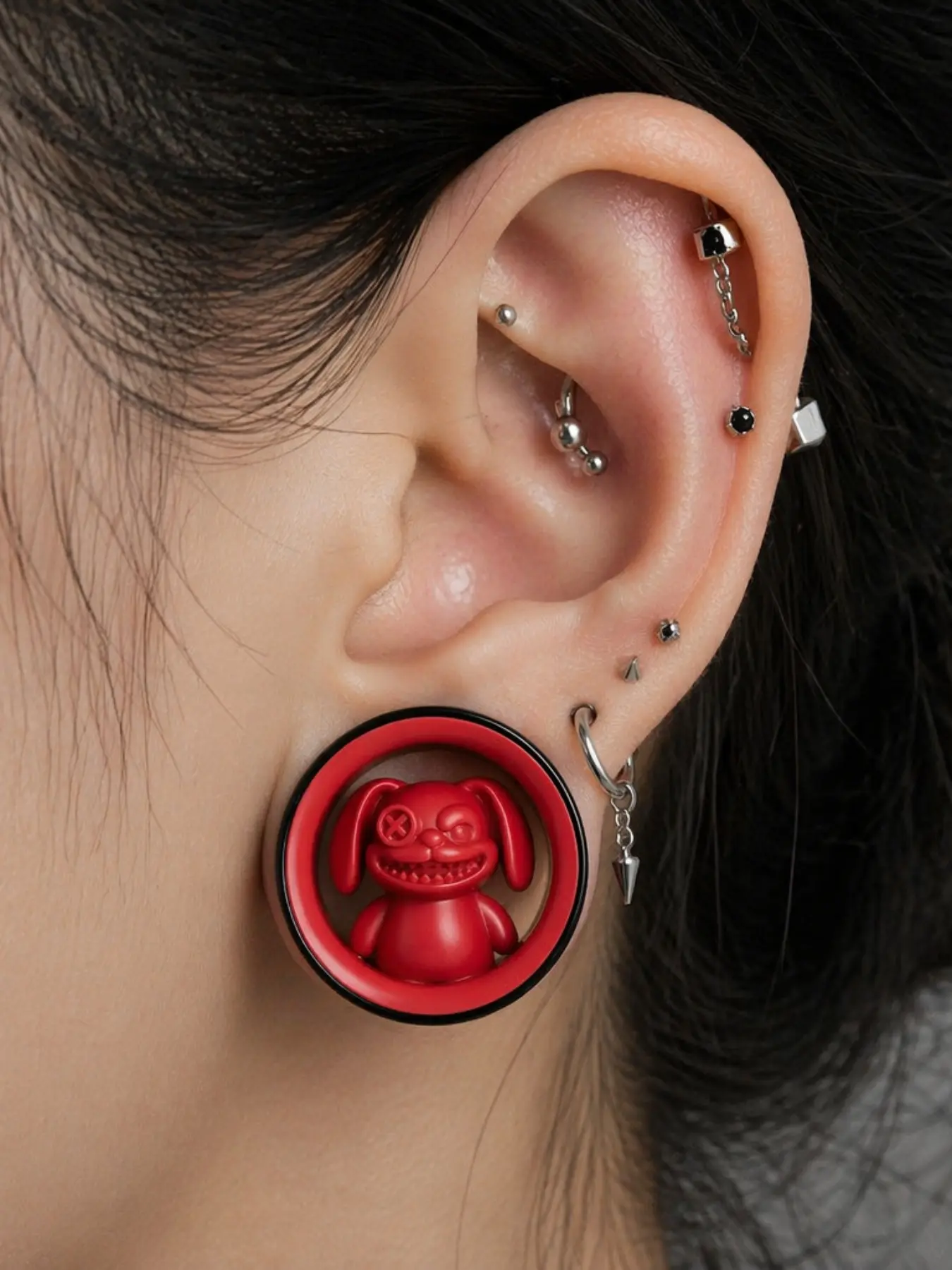 vanku 2pcs Hollow Mandala Floral Ear Tunnels, 316L Stainless Steel, Double Flare Ear Gauges, Stretchers, Body Piercing Jewelry for Women, Earrings Set