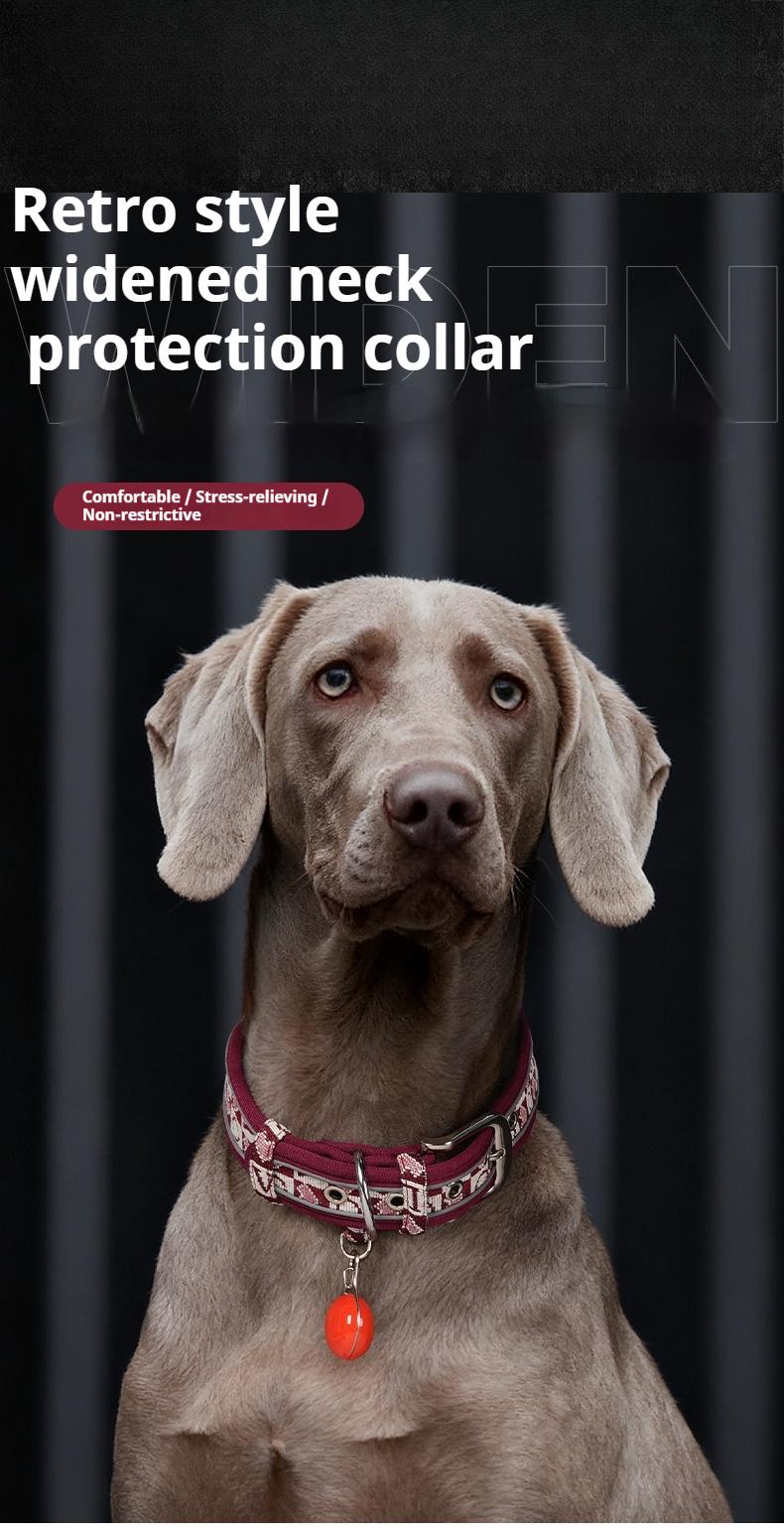 Boho Western Dog Collar, Adjustable Breathable Padded Pet Collar with Reflective Thread for Medium Large Dogs