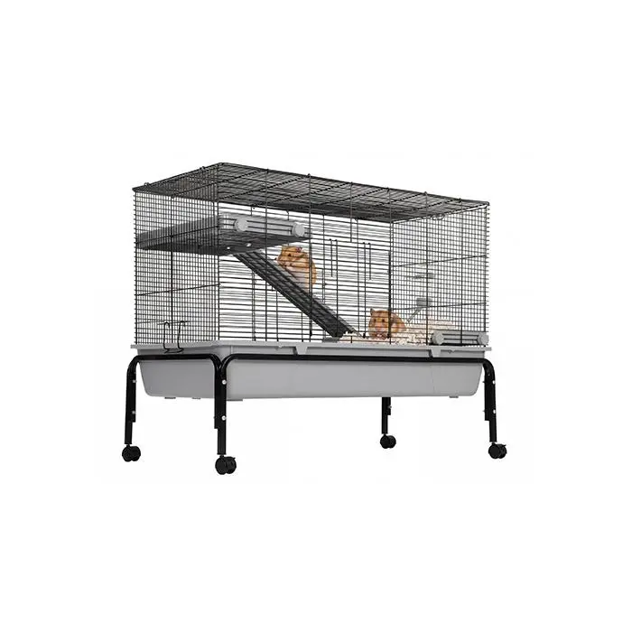 40" Small Animal Cage with Detachable Stand, Ramp & Removable Tray – Multi-Level Habitat for Chinchillas, Rabbits, Guinea Pigs & Hedgehogs