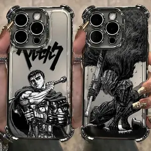 Anime  Berserk Guts Hot Blood phone Plating Case For iPhone 17 promax 17Air 16 15 14 13 12 11 Pro Max X XSMax Plus & Samsung Galaxy S26 S25 S24 S23 S22 S21 EDGE Ultra Plus FE  Anti-Fall Airabag Back soft transparent Cover