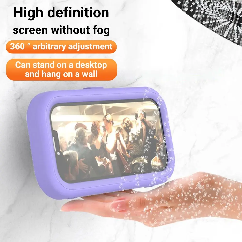 Wall-Mounted Waterproof Phone Holder for Bathroom, Adjustable 360° Rotatable Touchscreen Case, No Drilling, Ideal for Bath Tub Entertainment