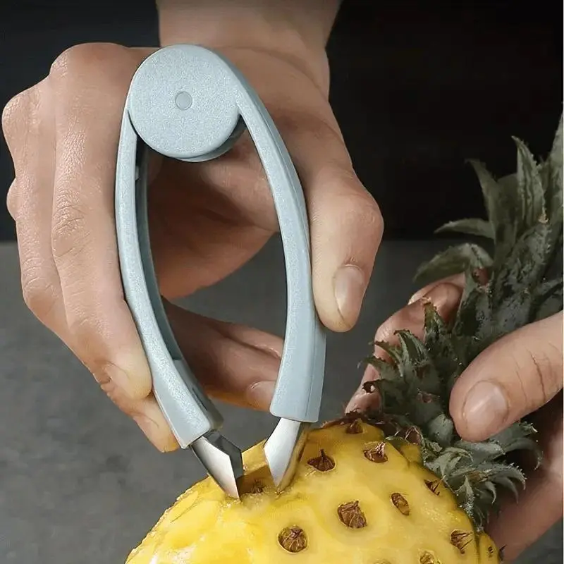 1Pc Stainless Steel Home Kitchen Multi-Use Tool - Pineapple Eye Remover, Strawberry Huller, Fruit Seed Peeler with Ergonomic Handle