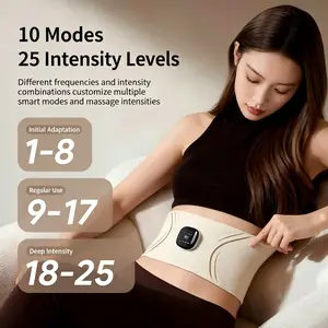 EMS Microcurrent Waist Massager, 4 Heat Levels, 10 Modes, 25 Intensity Settings, 360° Lumbar Support, Extended Strap, Gel Pad Included