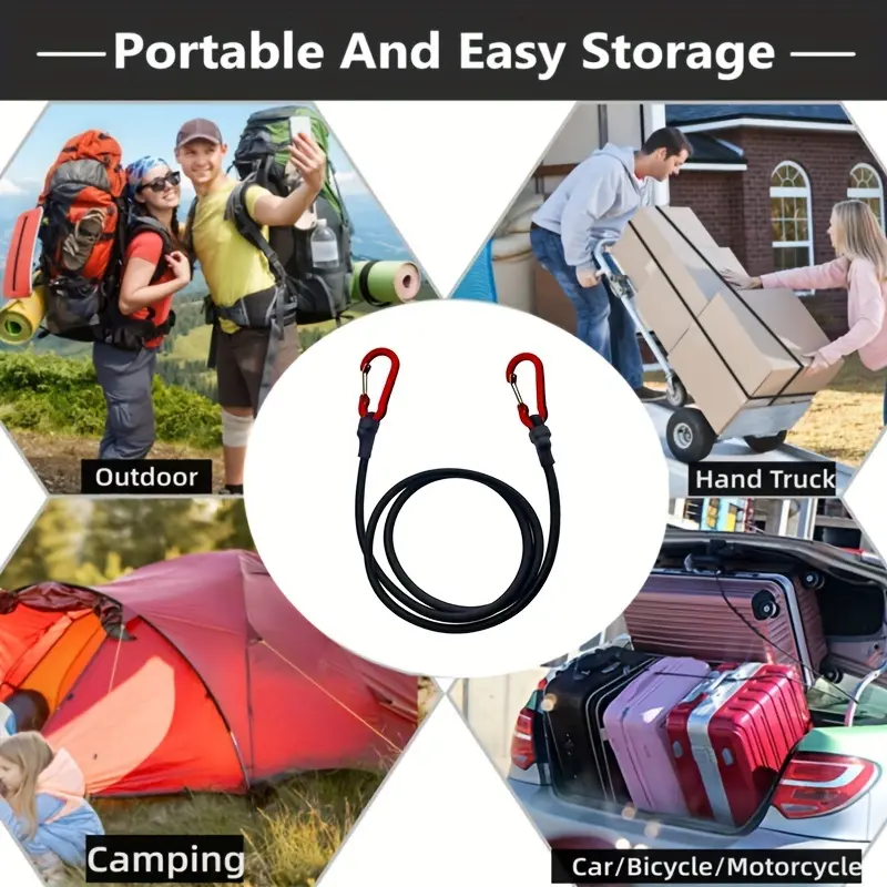 [60cm Elastic Cord] 60cm Elastic Rope Cord Hook |   Kayaking Bicycle Luggage Packing Strap Camping Accessories