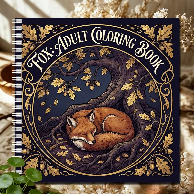 1PC Forest Fox Themed Adult Coloring Book, Exquisite Cute Fox Illustrations Coloring Journal, Exquisite Designs, Leisure Activity Book for Daily Relaxing Time and Artistic Journey, Suitable For Birthday Gifting