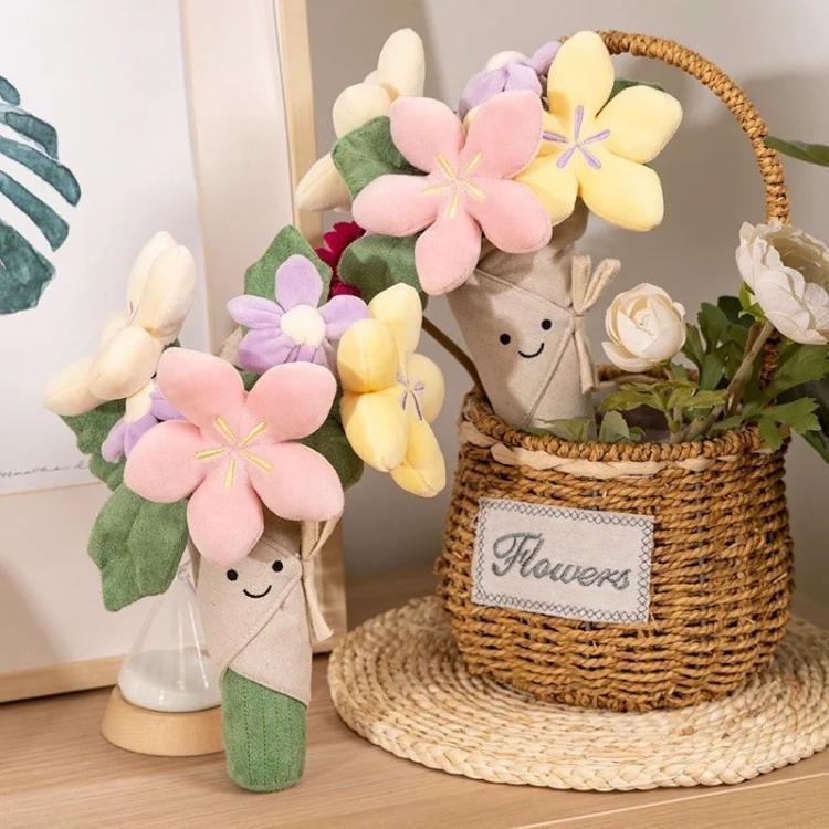 Cute Holding Bouquet Plush Toy Kawaii Tulip Flower Doll Graduation Gift Marriage Proposal Props Creative Girl Birthday Gift easter christmas birthday gift