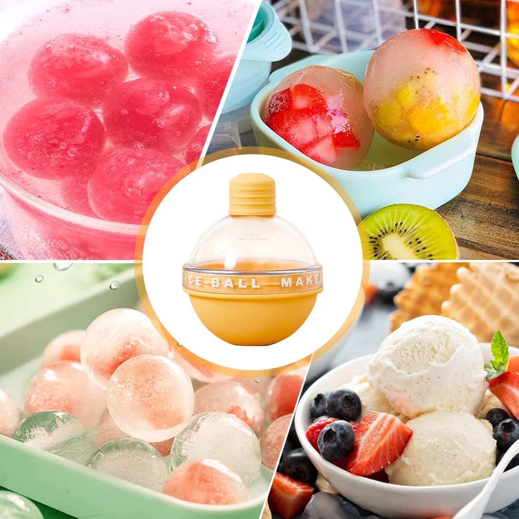 Ice Ball Maker, Ice Ball Molds, Ice Ball Trays, 4 Counts/set Round Ice Cube Maker with Lid, Large Ice Cube Maker for Whiskey, Cocktails and Homemade