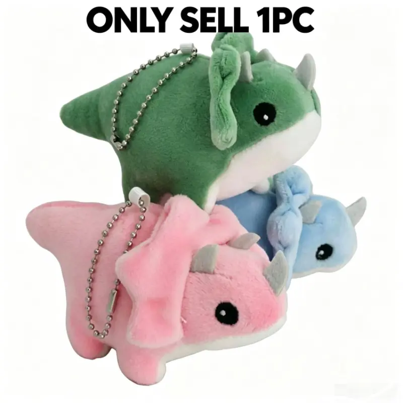 10cm Triceratops Plush Keychain, Cute Animal Decoration for Bags, Adorable Small Gift, Perfect for Kids and Collectors