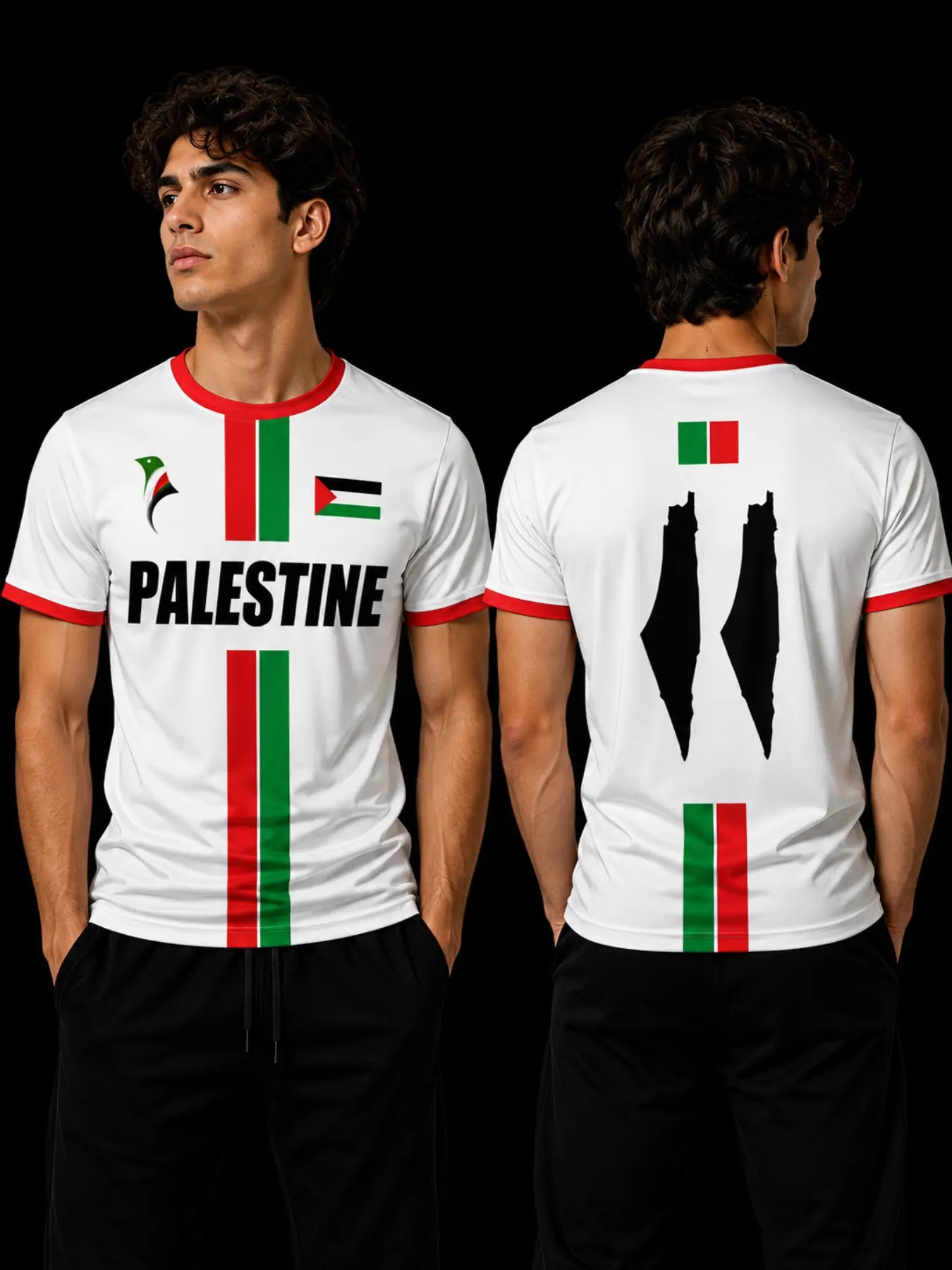 2026 New Palestine Football T-Shirt, Soccer Shirts, Unisex Summer Sportswear, Loose-Fit Short Sleeve Top, All-Season Print Tee, Wholesale Gift Option