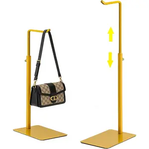 2Pcs Adjustable Golden Purse Display Stand Purse Holder Hanger Rack for Bags, Suitable for Desktops, Wardrobes and Commercial Stores
