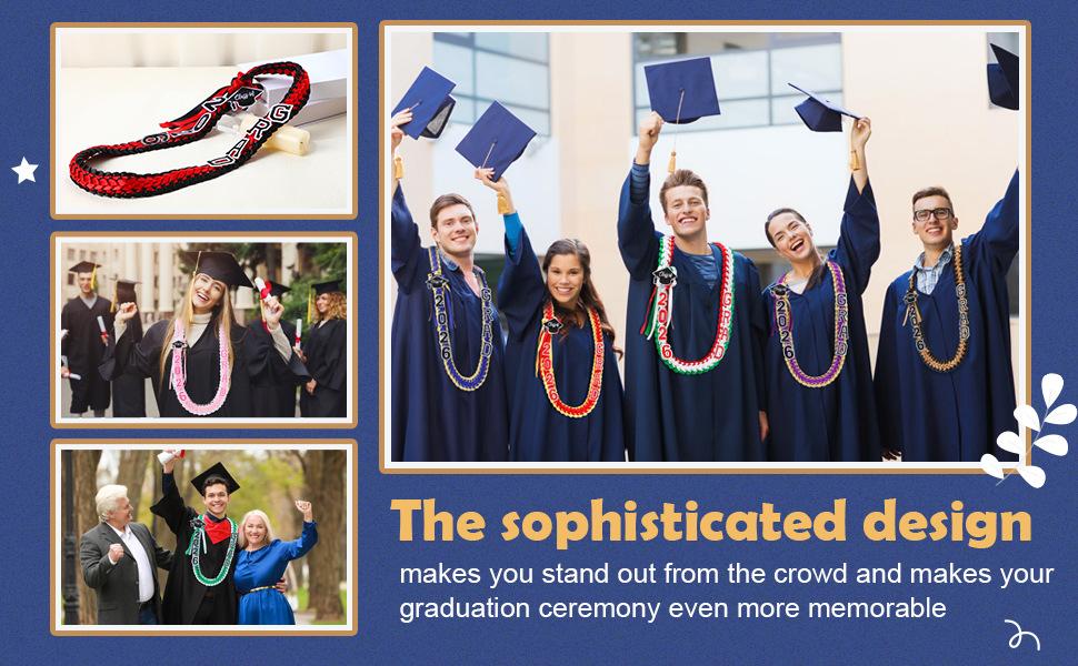 Graduation Lei Necklace 2026, Handmade Ribbon Braided Garland for Graduation Gift