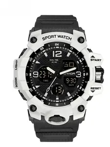 Men's Sportive Digital Analog Quartz Watch, Fashion Watch with Luminous Dial & Alarm Clock & Calendar Function, Trendy Waterproof Multifunctional Watch As Gift with Box, Boxed Watches, Sporty Waterproof Watch