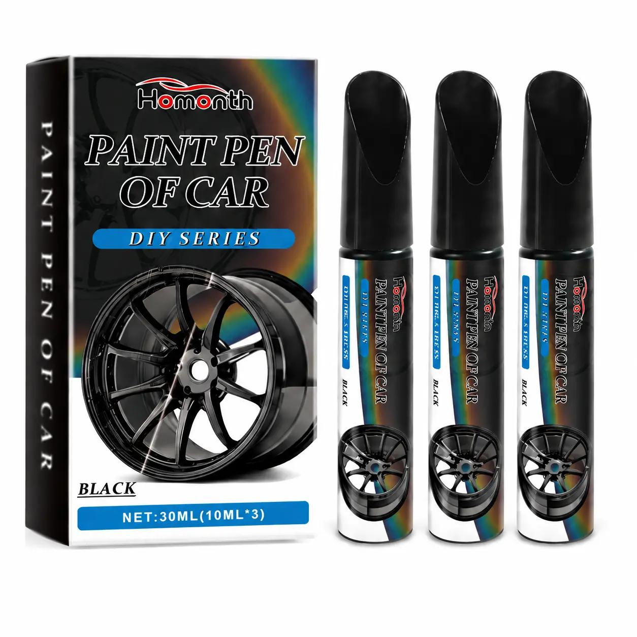 3Pcs Black Wheel Scratch Repair Pen – Fix Scuffs & Paint Chips, Waterproof Coating, Fast-Drying Auto Touch-Up Coat Repair Paint Care Pens for Car Rims & Alloy Wheels, DIY Detailing Kit, Scratch Removal Pen Remover, Car Accessories, Car Detailing Tools