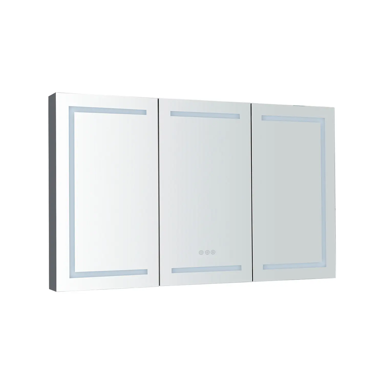 60 x 36 Inches Wall Mount LED Lighted Bathroom Medicine Cabinet with Anti-Fog Mirror, Dimmable LED Lighting, Built-in Sockets, Adjustable Glass Shelves, White Storage Vanity Cabinet (Clean with Damp Cloth) for Bathroom, Bedroom, Do Not Use Abrasive Cleane