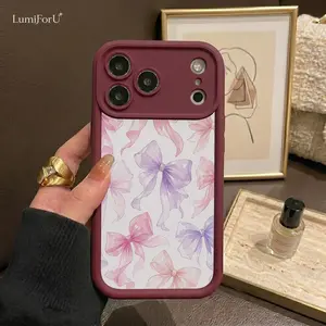 Pastel Watercolor Bow Pattern Flexible TPU Phone Case: Full-Body Protection (Anti-Slip, Shockproof, Raised Camera Guard), Daily Use Stylish Gift - funda para phone, cover matching cases, case, case for iPhone 12 13 14 15 16 16e 17 Air Pro Max Galaxy S24 S