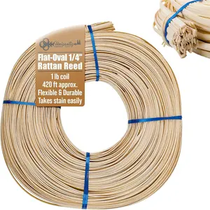 1/4" Flat Oval Rattan Reed 1 Pound Coil, for Basket Weaving, Wicker Furniture Repair & Weaving Projects