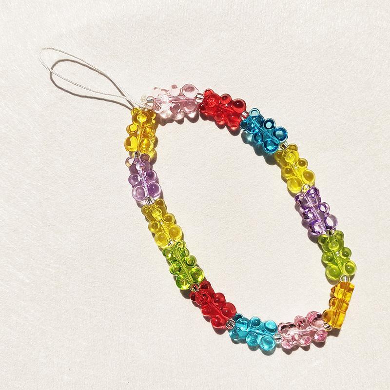 Jelly Mixed Color Bear Shaped Mobile Phone Chain, Fashion Cute Mobile Phone Lanyard, Anti-lost Mobile Phone Decoration, Cell Phone Charm, Phone Strap, Phone Accessories