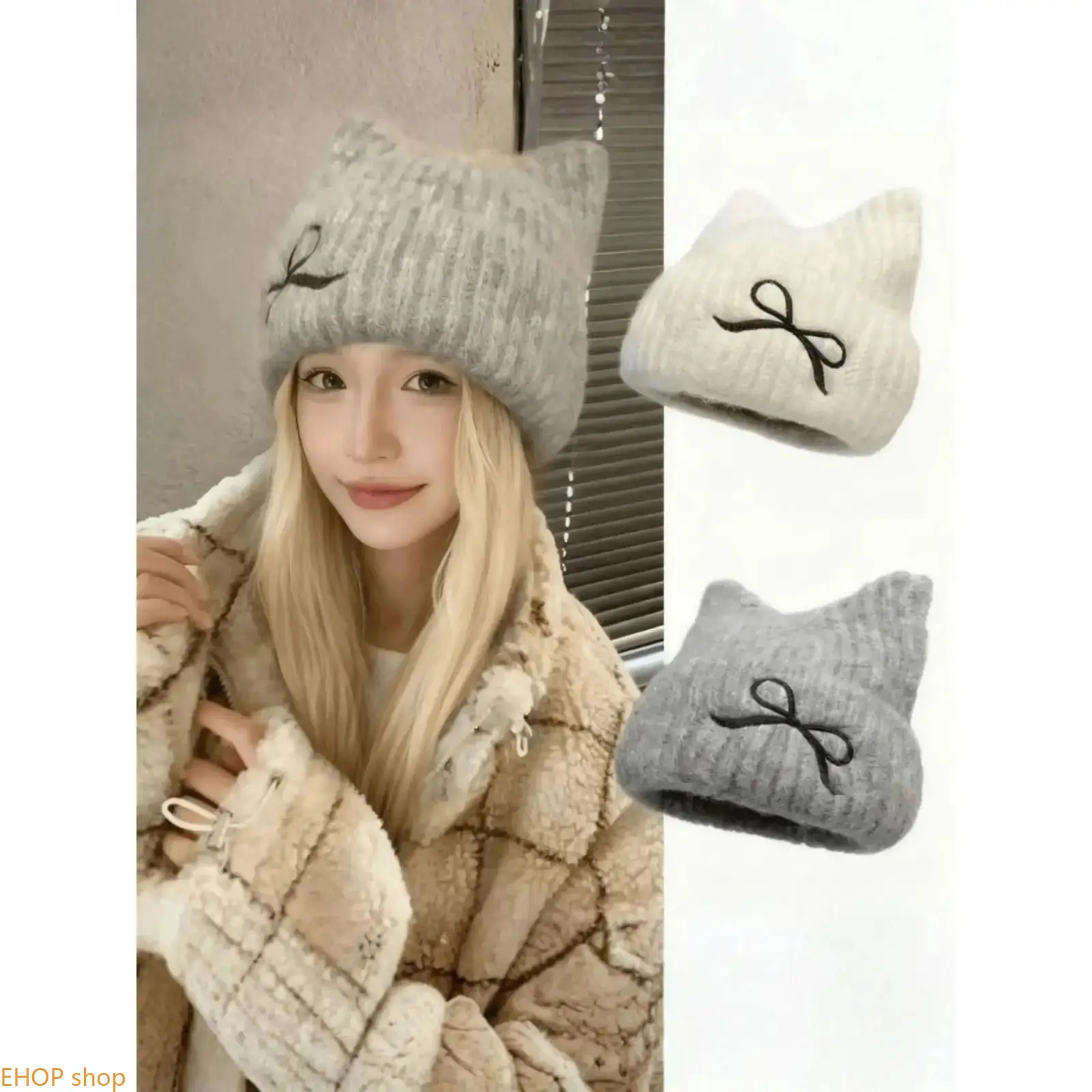Women’s Winter Knit Beanie Hat with Bow Thick Plush-Lined Slouchy Cable Knit Cap Cute French-Inspired Beret Style Warm Headwear for Daily Wear Travel Streetwear Cold Weather Outfits and Gift for Her