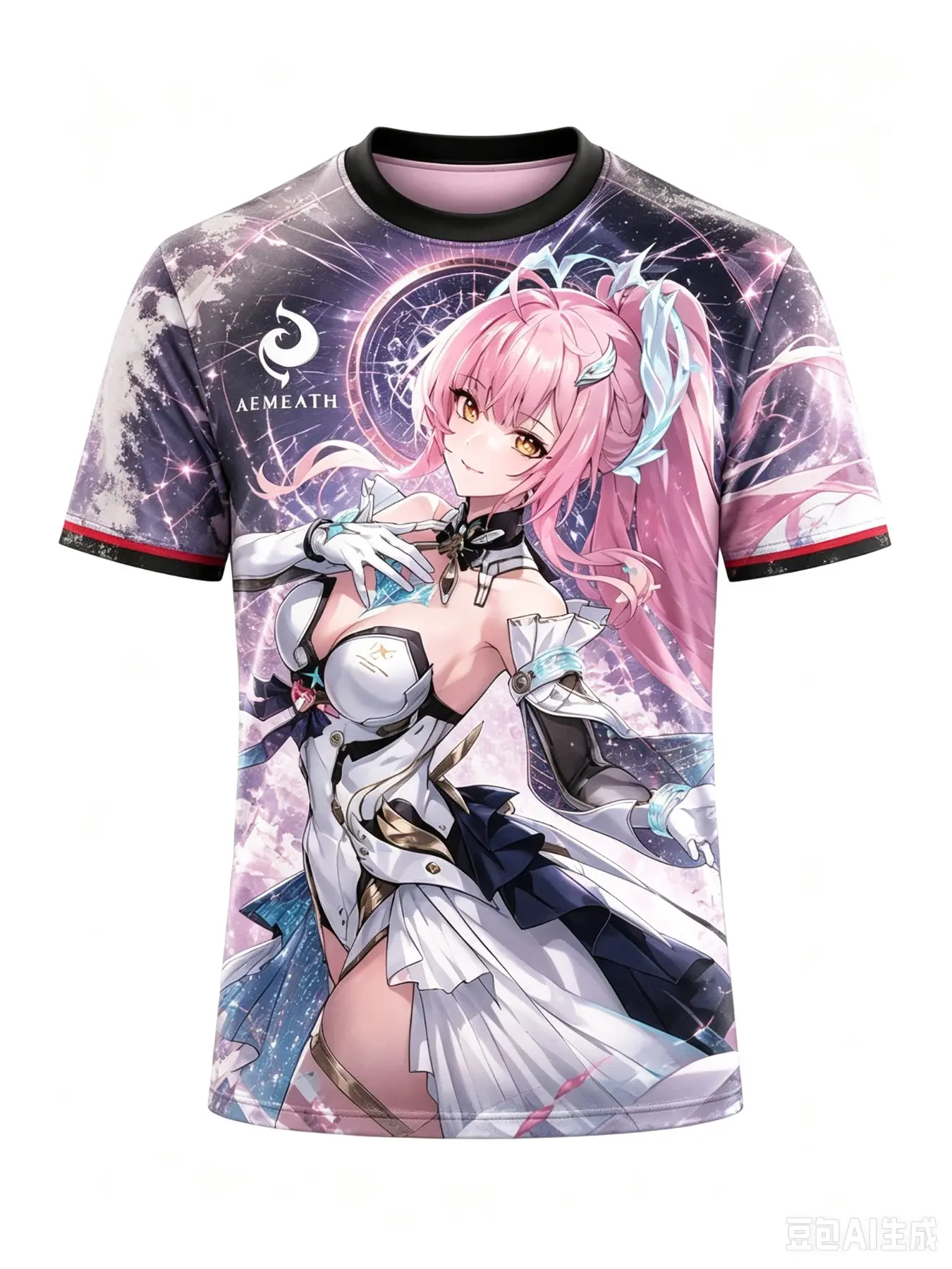 Wuthering Waves Aemeath Anime Girl Character Full-Body Print Short Sleeve Tee, Unisex Casual Summer Top, Breathable & Quick-Dry
