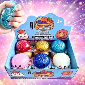 12-Piece Blind Box Cute Baozi Stress Relief Toy, Soft Tpr Squeeze Toy, Slow Rebound, Multiple Styles, Party Gift