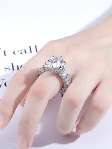 Round Cut Big Cubic Zirconia Engagement Ring for Women, Vintage Full Paved Halo CZ Diamond Wedding Band Ring, Promise Anniversary Elegant Zircon Ring for Women, Plated Hip Hop Design, Versatile Bling Jewelry, Unique Fashion Accessory, Perfect Gift Idea