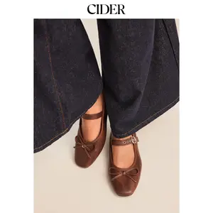 Cider SQUARE TOE BOWKNOT DECOR BUCKLE MARY JANE FLATS