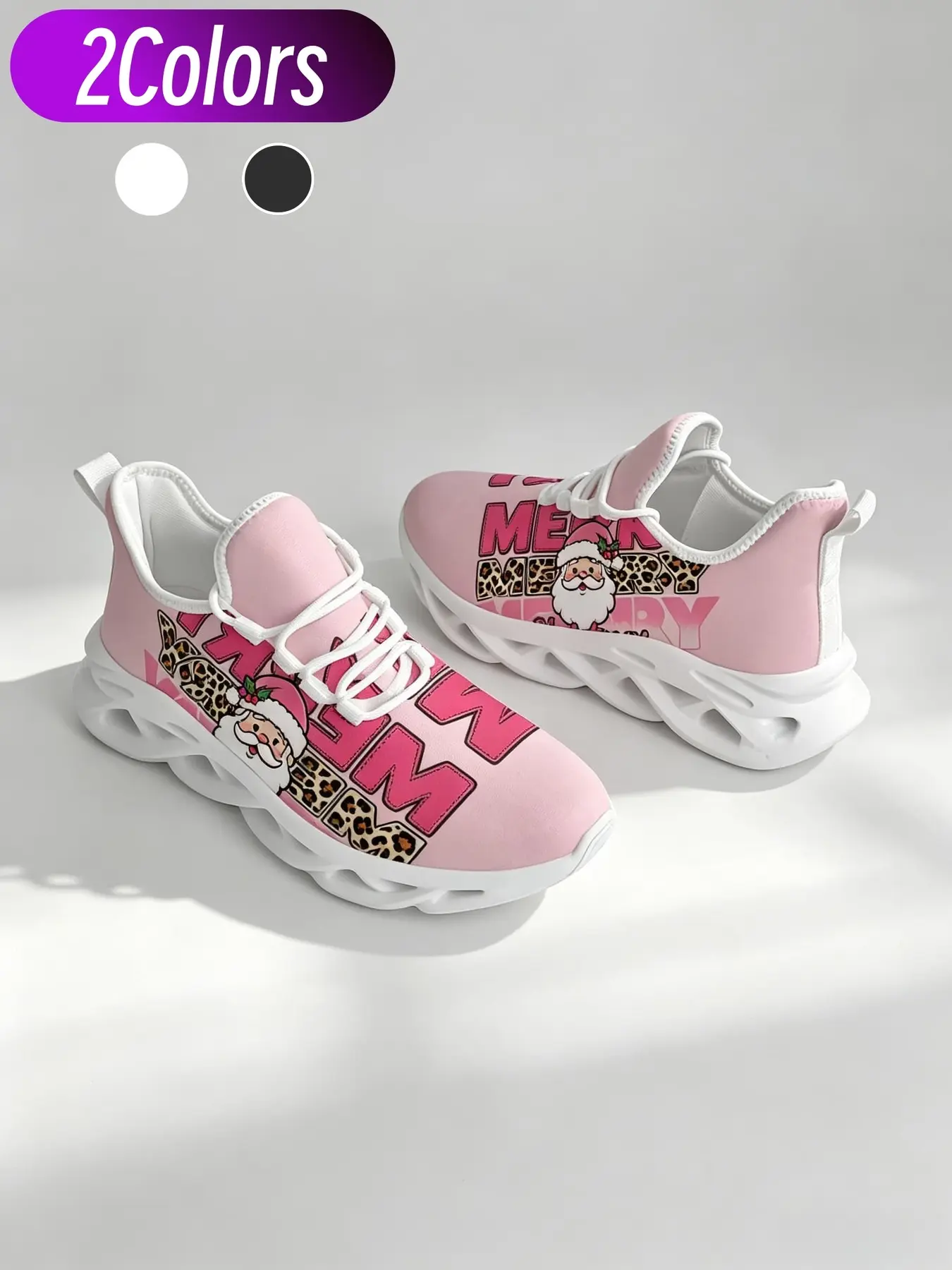 1 Pair Unisex sweet cool cartoon print blade sneakers christmas theme mesh breathable non slip thick outsole for daily outings festive wear