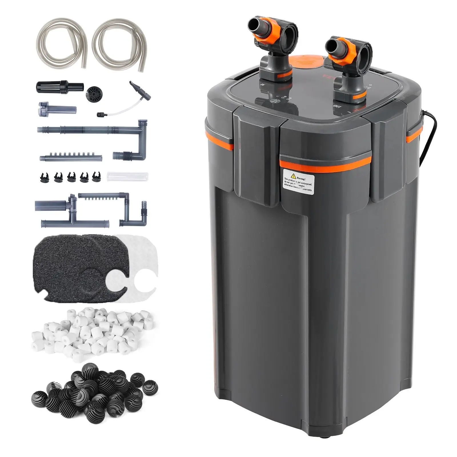 Aquarium Filter 264GPH, 3-Stage Canister Filter for 75 Gallon Tanks, Ultra-Quiet Submersible Internal Filter with UV Protection, Multi-Function Power Filter for Freshwater Fish Tanks, 11W