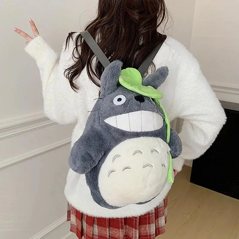 My Neighbor Totoro Plush Backpack, Studio Ghibli Anime Character Knapsack, Cute Chinchilla Style Kids Backpack, Birthday Gift & Christmas Bag for Children